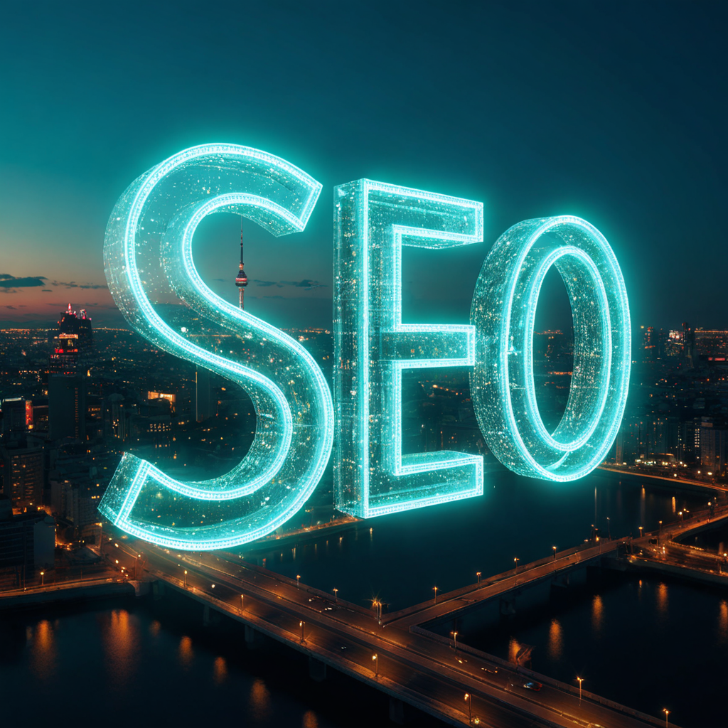Futuristic dashboard showcasing Local SEO Montreal strategies, with holographic panels highlighting Google Business Profile optimization, keyword targeting, review generation, and local ranking boosts.
