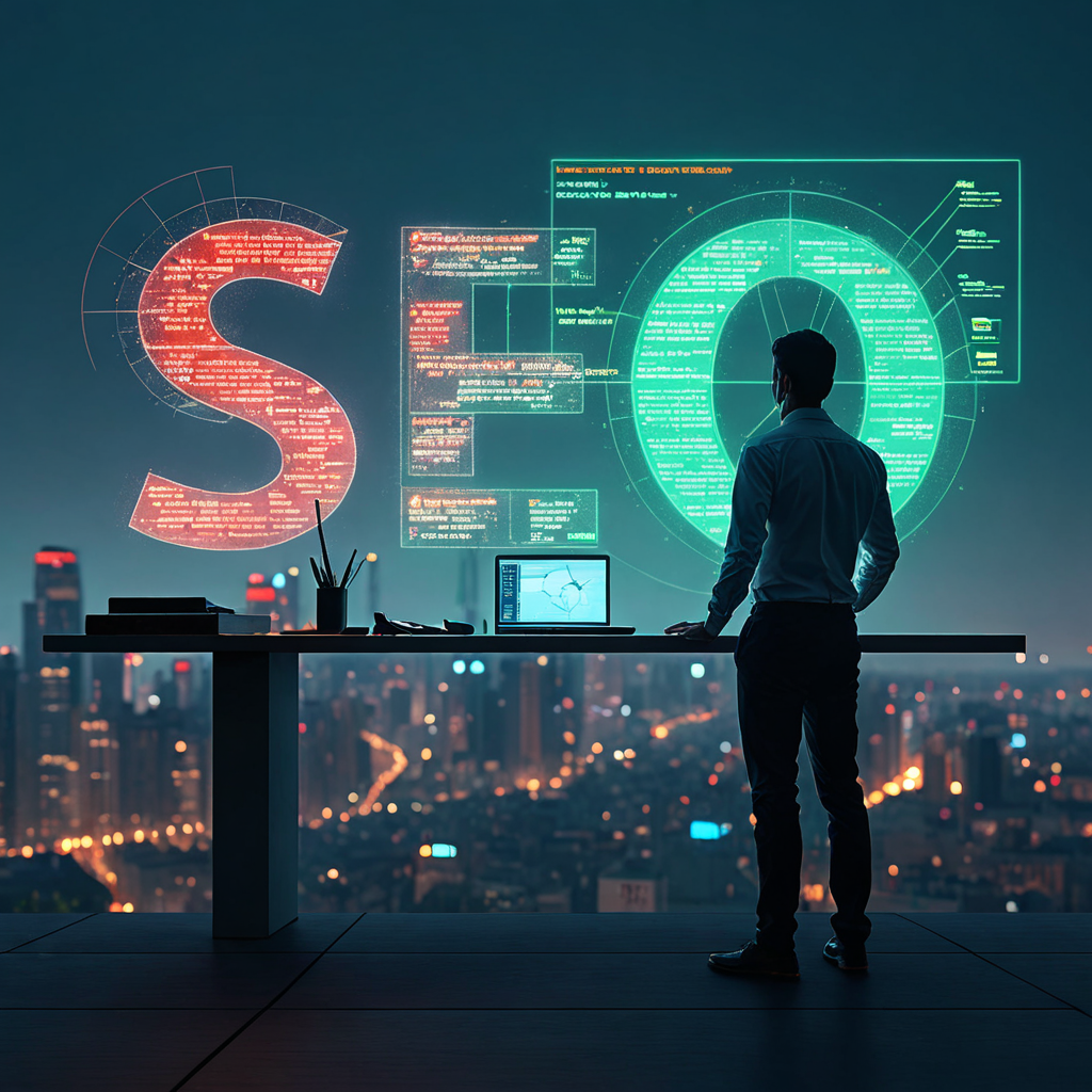 Futuristic visualization of Google Indexing Issues Montreal, showing symbolic broken content blocks and recovery diagnostics restoring a website’s search visibility.