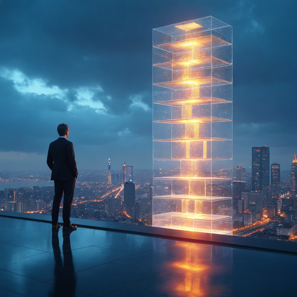 Futuristic visualization of Silo Structure SEO Montreal, showing symbolic content layers and internal link pathways designed to strengthen topical authority and improve Google rankings.
