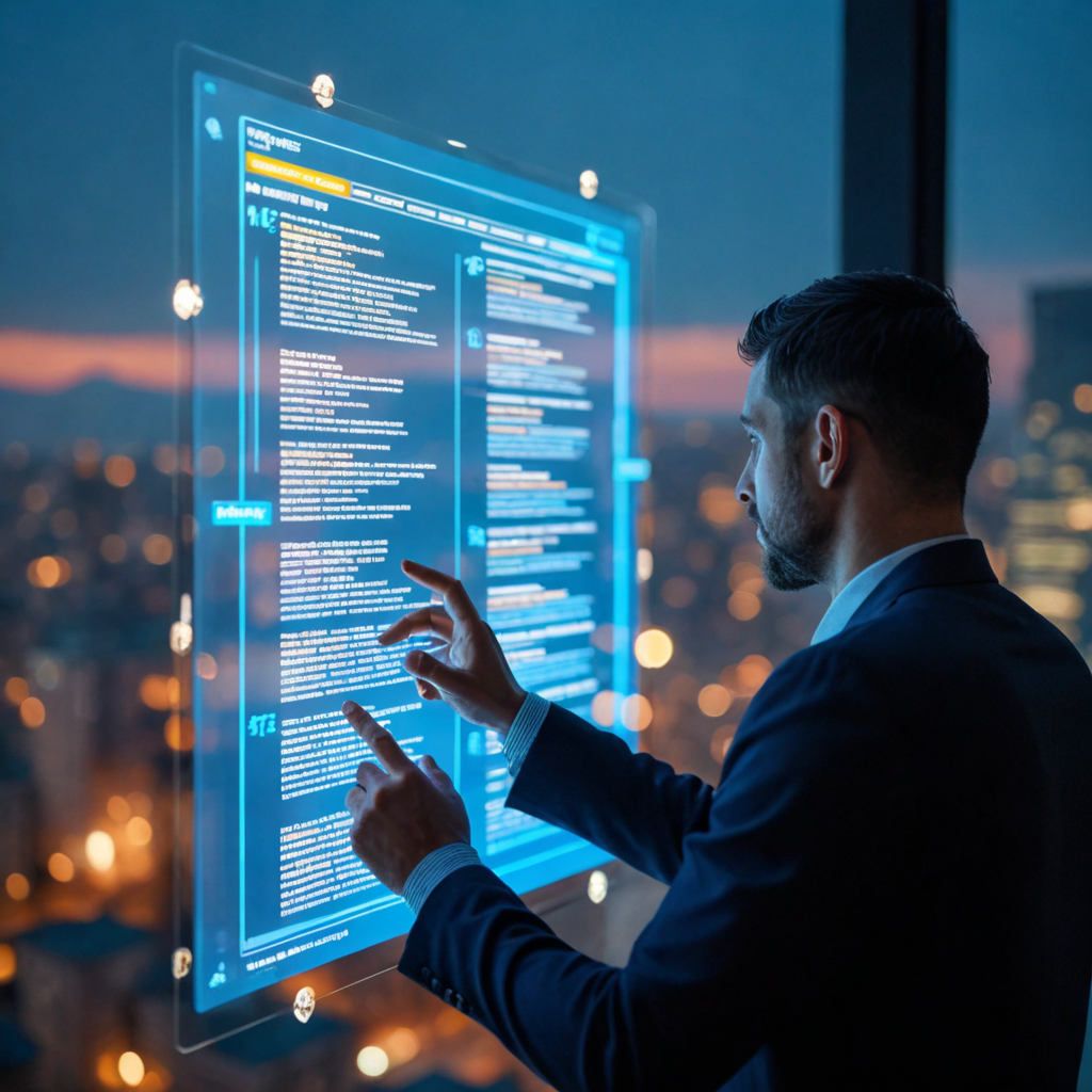 Futuristic visualization of Structured Data SEO Montreal, showing symbolic schema markup unlocking rich Google results like review stars, event cards, and business listings.